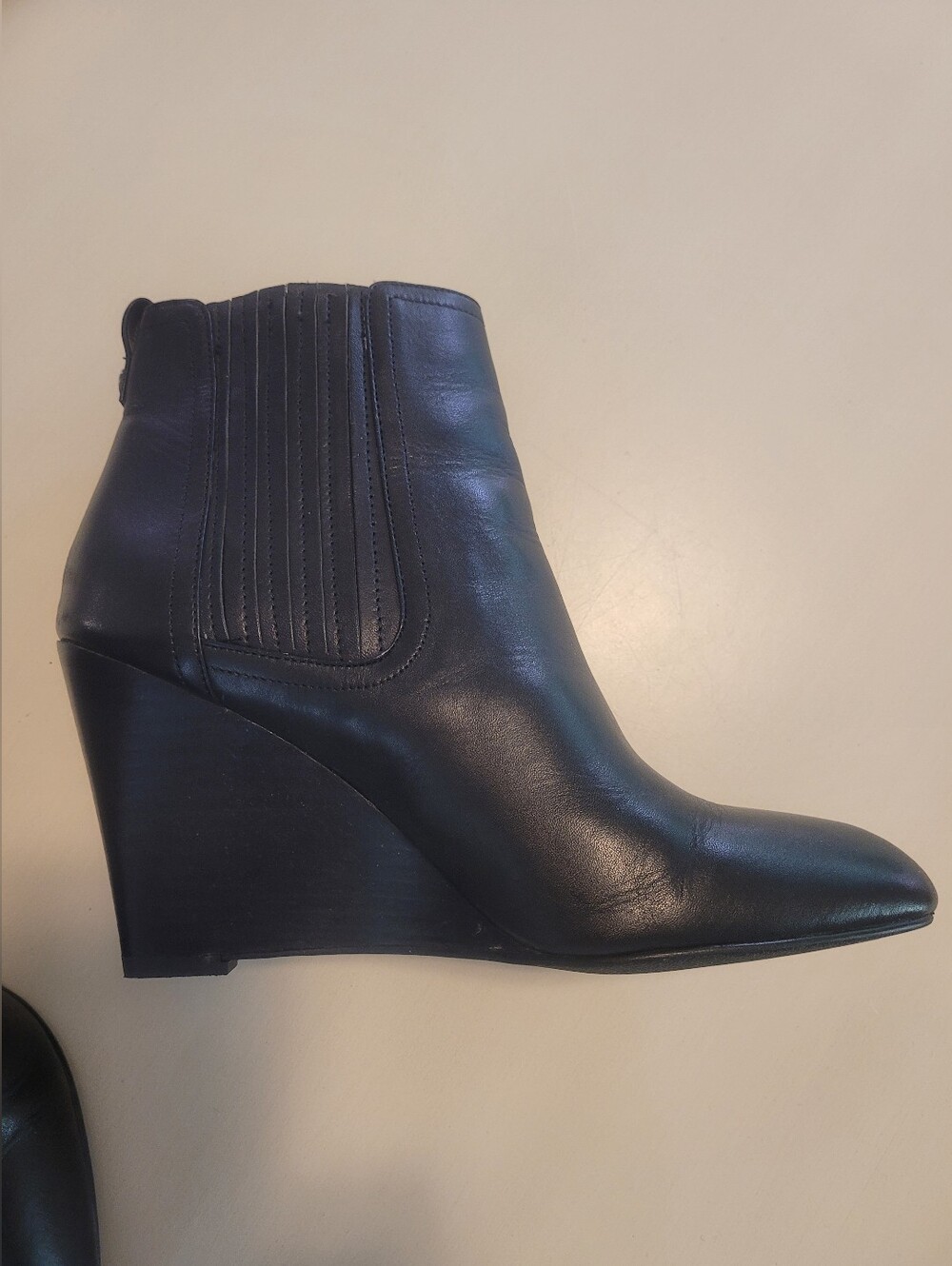 Sam EDELMAN Women's Black Leather Wedge Ankle Boots